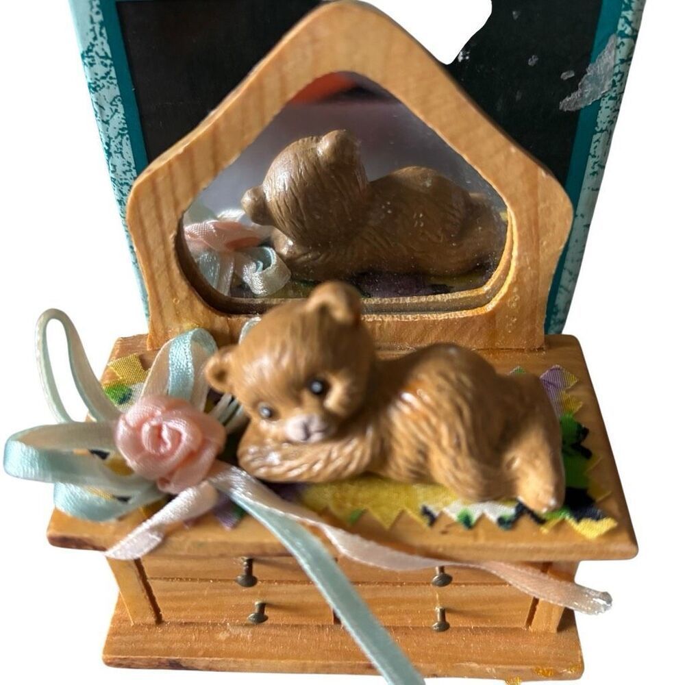 Gift Collection Wooden Decoration With Ceramic Bear